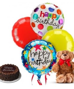 4 Pieces Happy Birthday Balloons with Bear