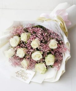 Delicate White Flowers with Pink Touch